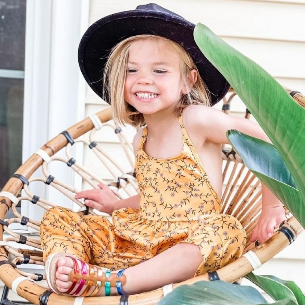 Girls Floral Yellow Romper
